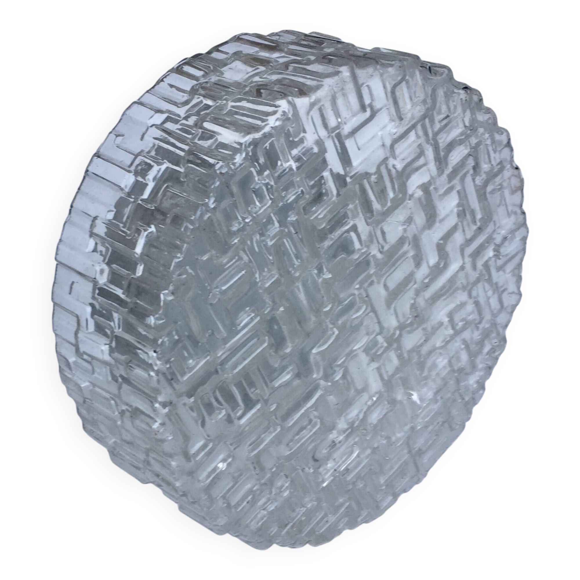 Plafonnier rond ou applique verrre moulé motif briques