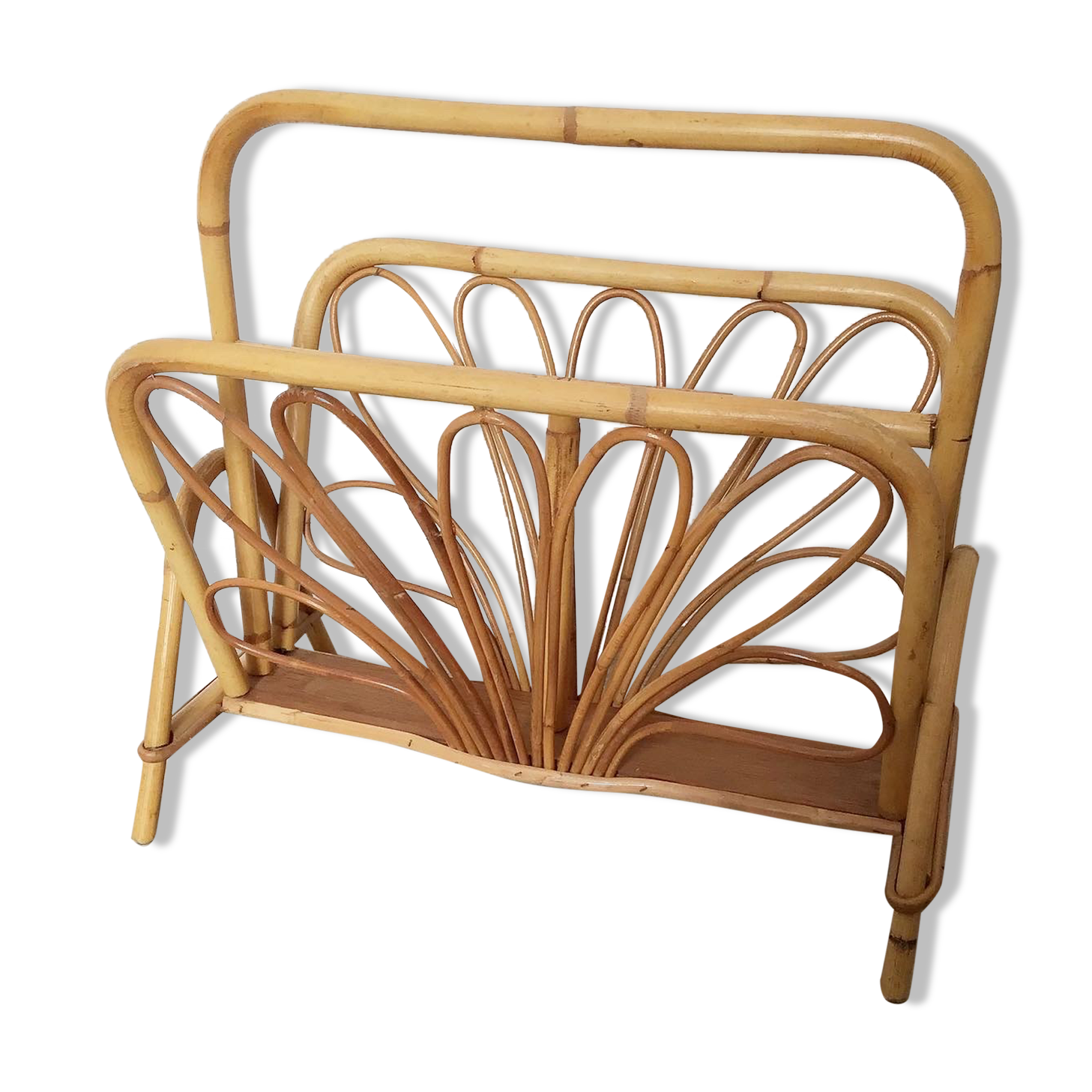 Vintage rattan magazine holder