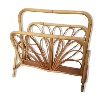 Vintage rattan magazine holder