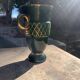 White Letalle vase for Saint Clément - model 4212 in green and gold.
