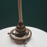 White opaline hanging lamp cable hemp