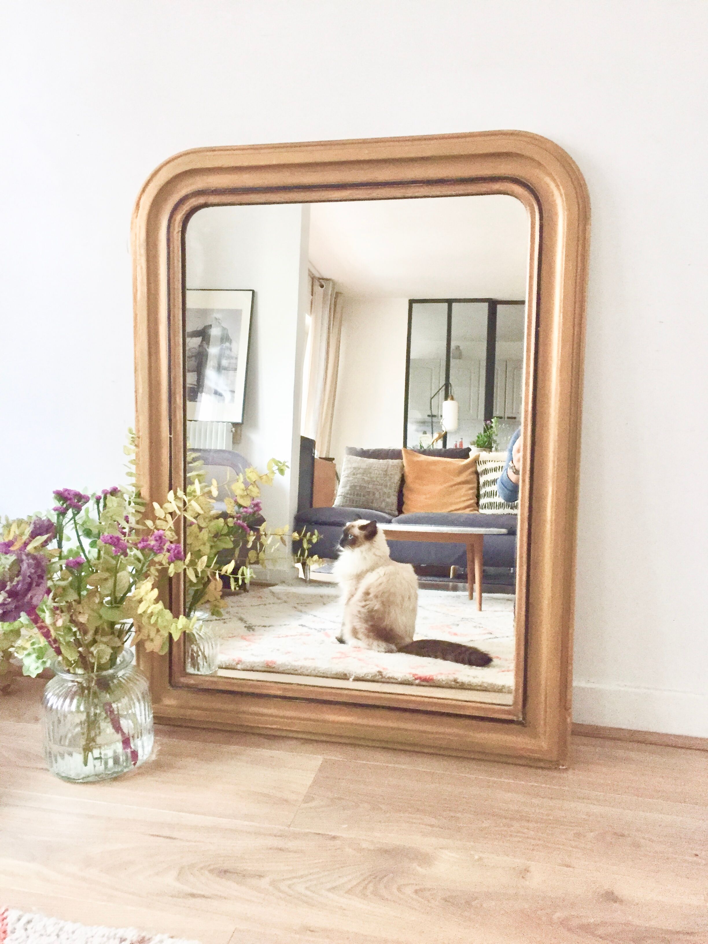 Mirror Louis Philippe Golden old fireplace 77x101cm