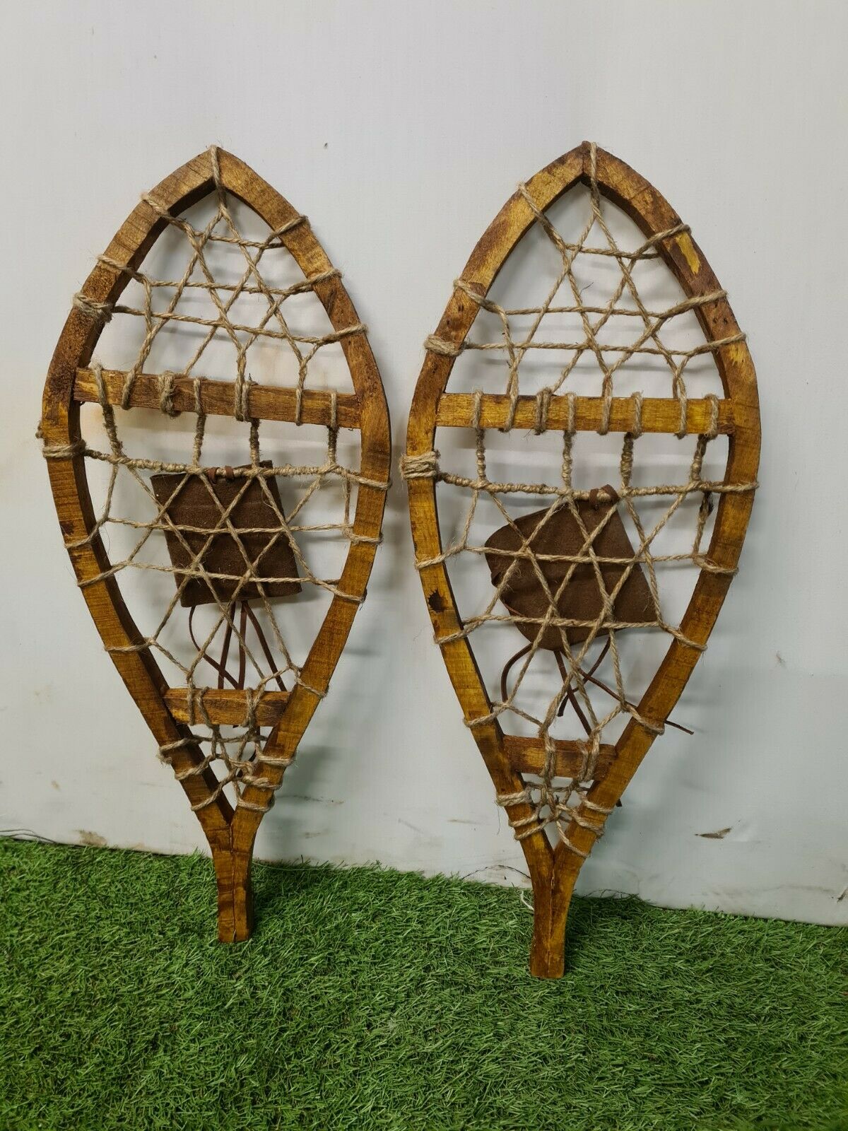 Pair of wooden snowshoes