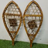 Pair of wooden snowshoes