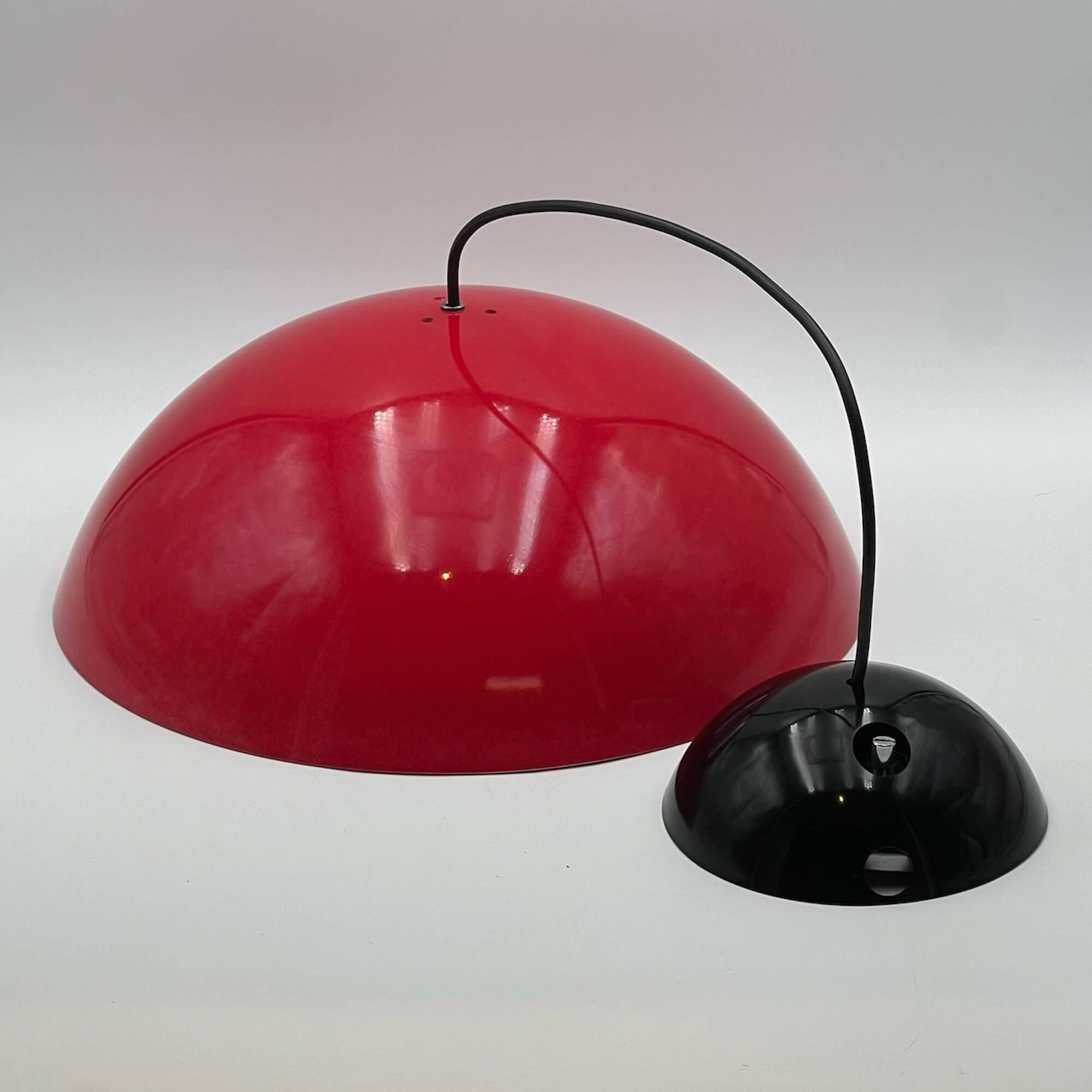 Large Hanging Lamp Martinelli Luce 'Coupe 1835'' in Glossy Red, 1970s