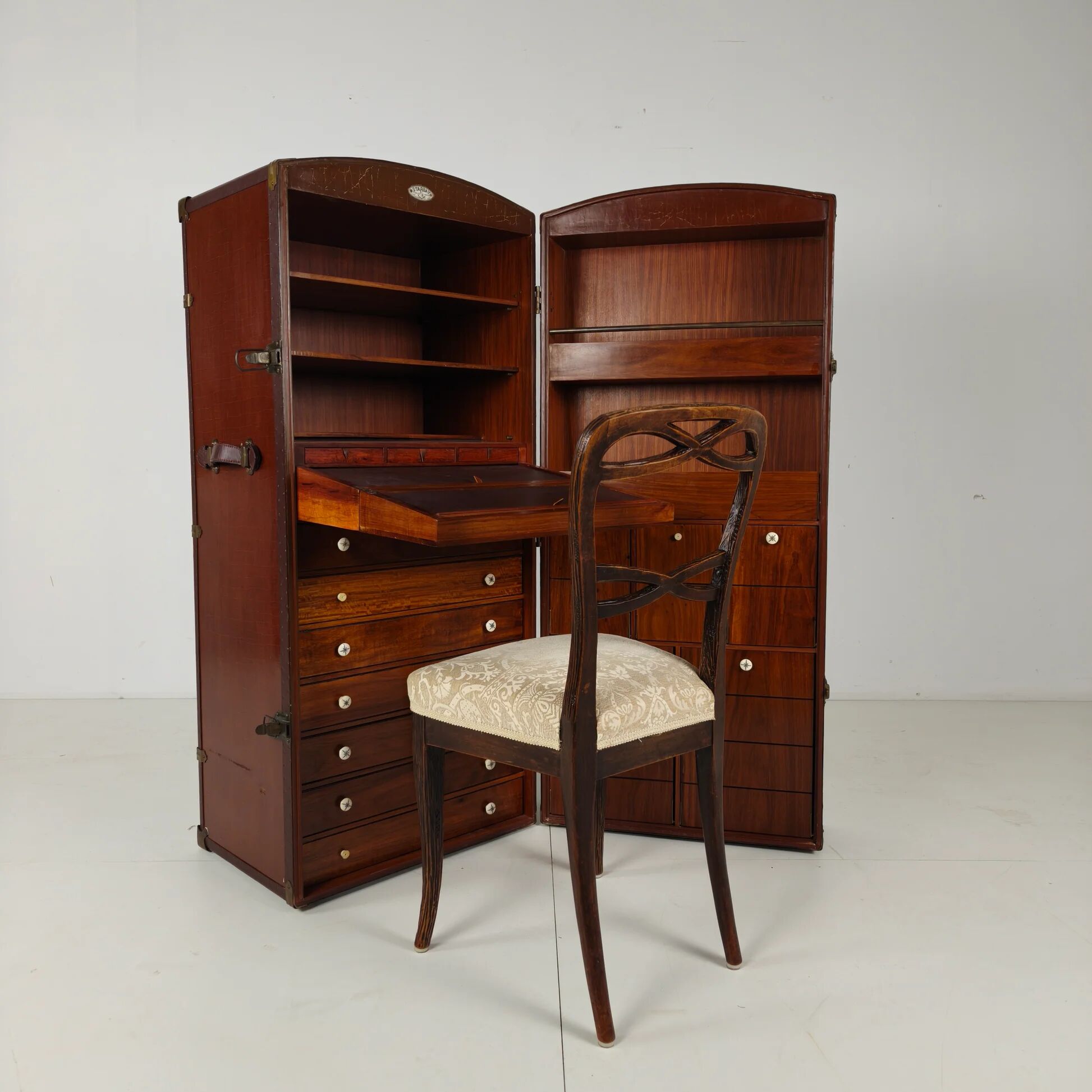 Starbay nautical steamer trunk campaign desk – 20th century