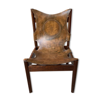 Chaise en cuir Craftsman, années 1970