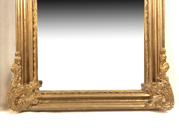 Pair of Louis XV style mirrors, stuccoed and gilded wood, beveled mirrors
