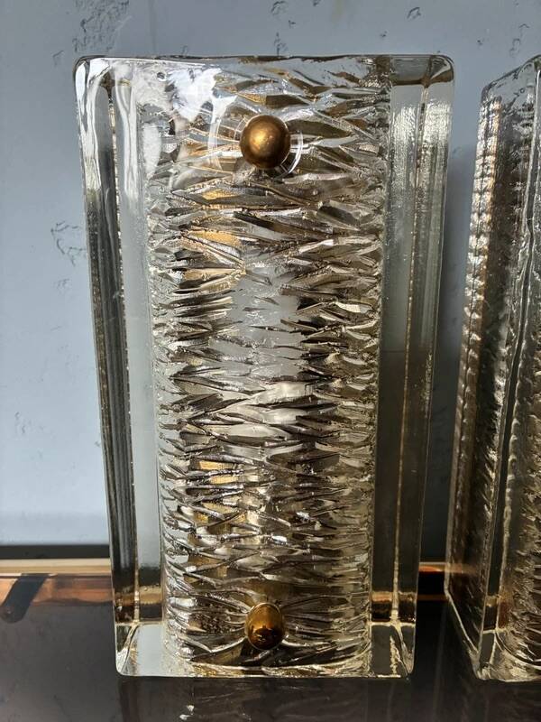 Pukeberg Wall Lamps – Pair Scandinavian Glass Sconces 1960s