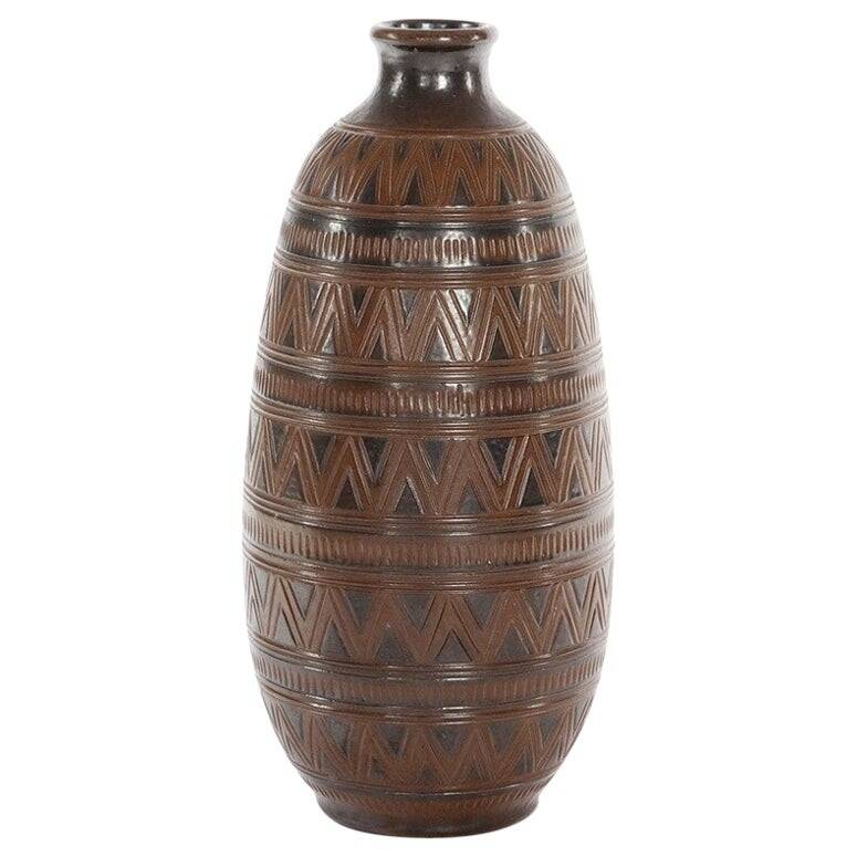 Scandinavian Modern Brown Stoneware Floor Vase by Arthur Andersson, Wallåkra