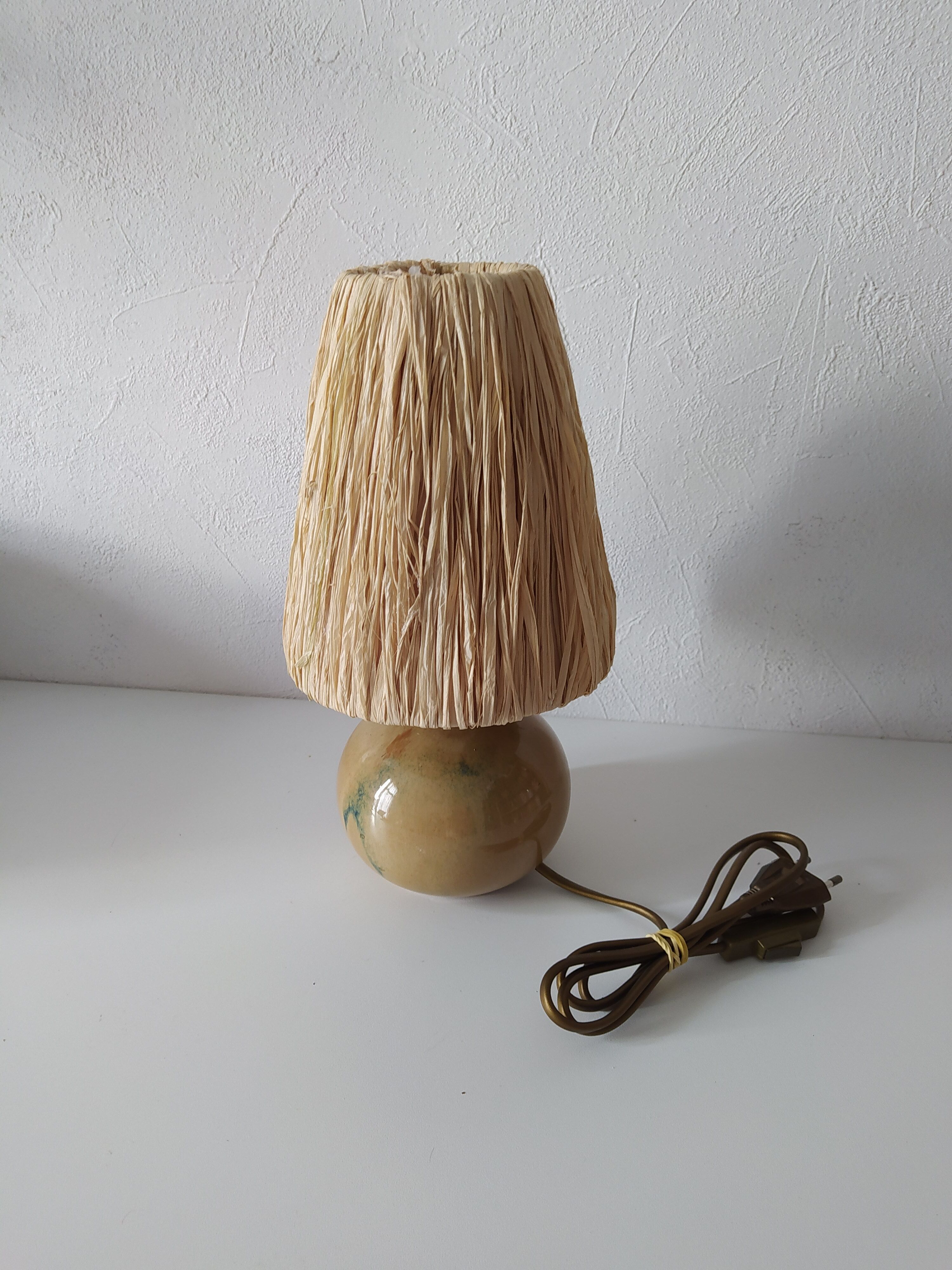 small bedside lamp gres enamelled rafia