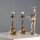 Pair of antique carved wooden candlesticks, Italy, 19th century