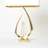 Paire de lampes en laiton cristal de roche signées Willy Daro