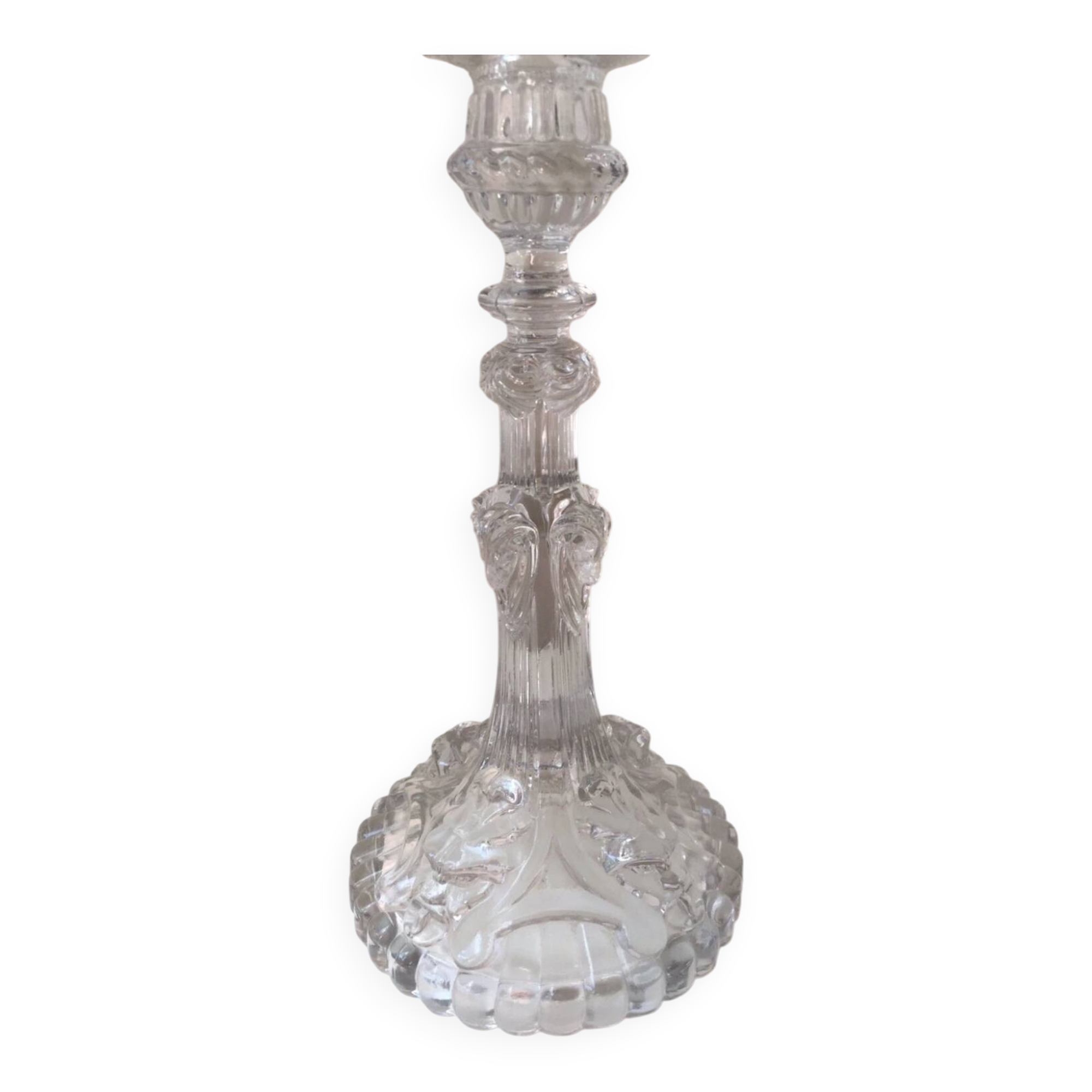 Antique pair of Portieux crystal candlesticks, 19th century