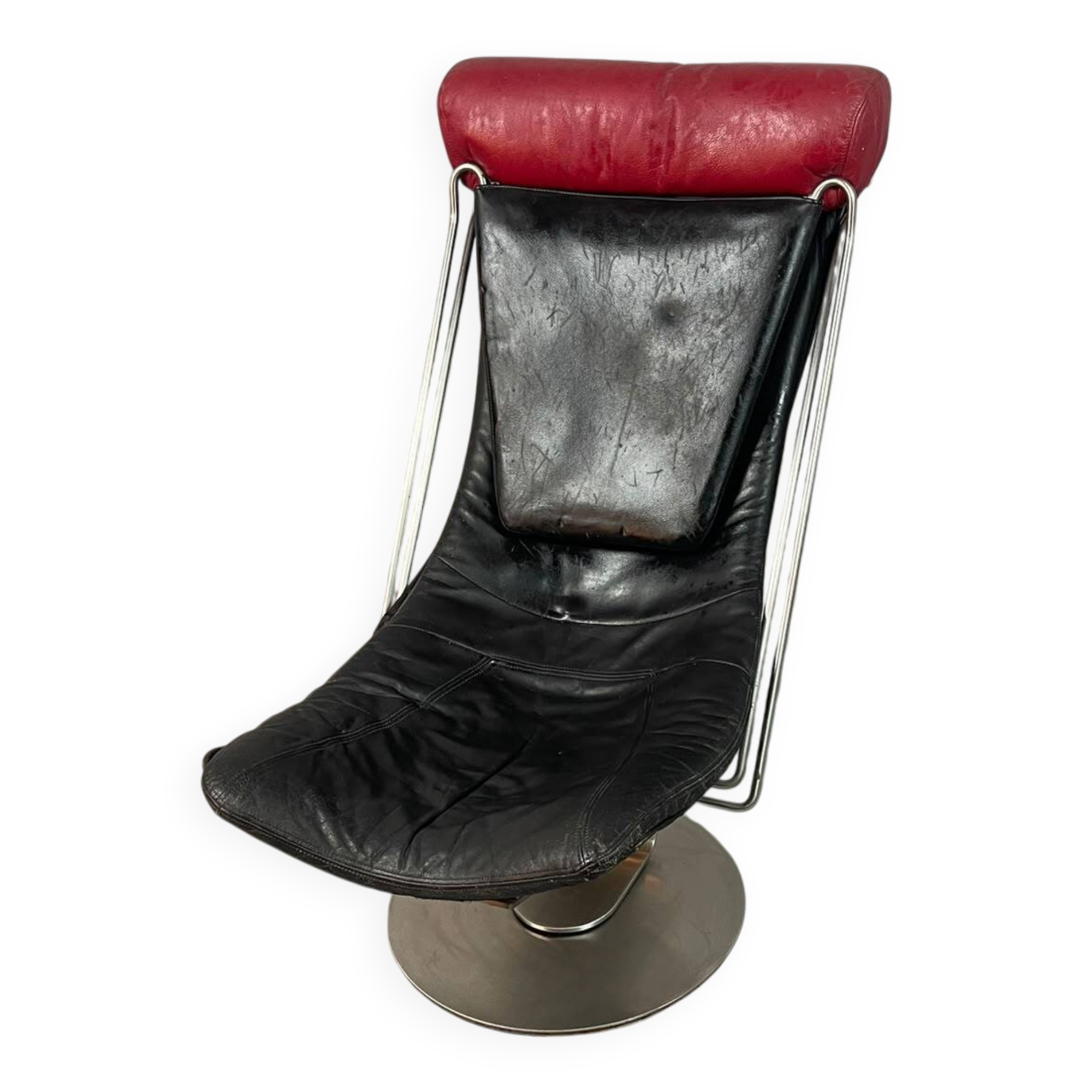 Mid-Century Danish Design ‘Interdane’ Lounge Chair in Black & Red