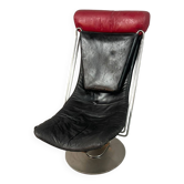 Chaise longue 'Interdane' en noir et rouge, design danois du milieu du siècle