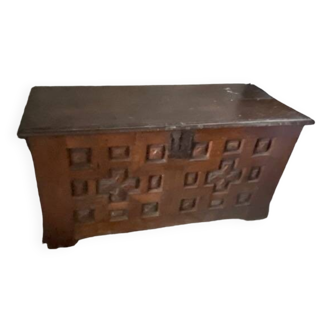 Meuble coffre basque 19 eme siecle bois chêne origine espagne
