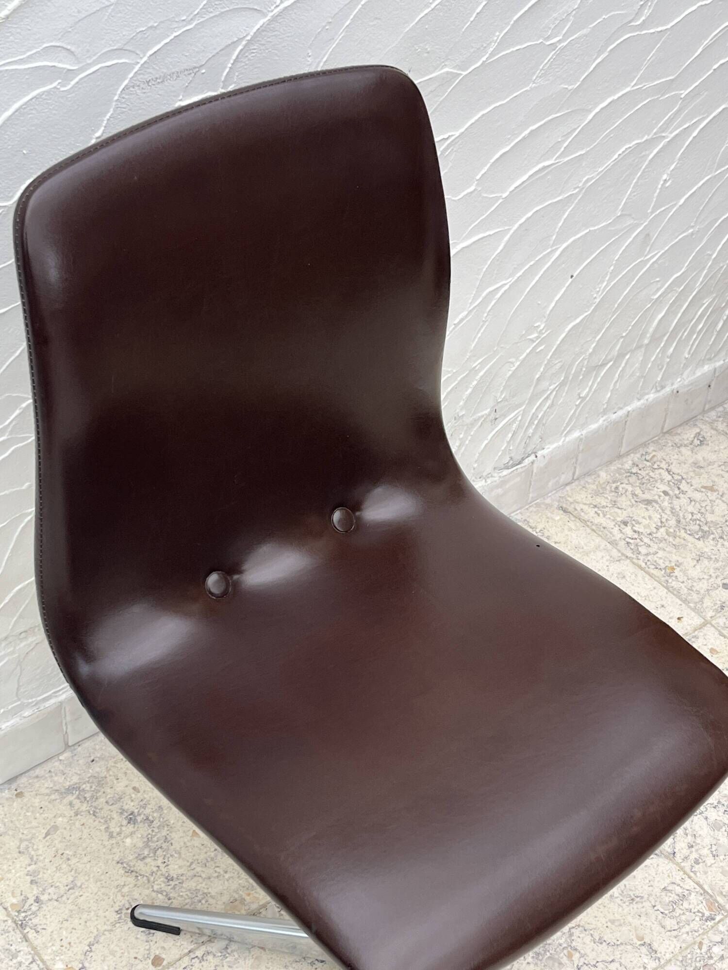 Space Age Swivel Chair Chocolate Brown Skai