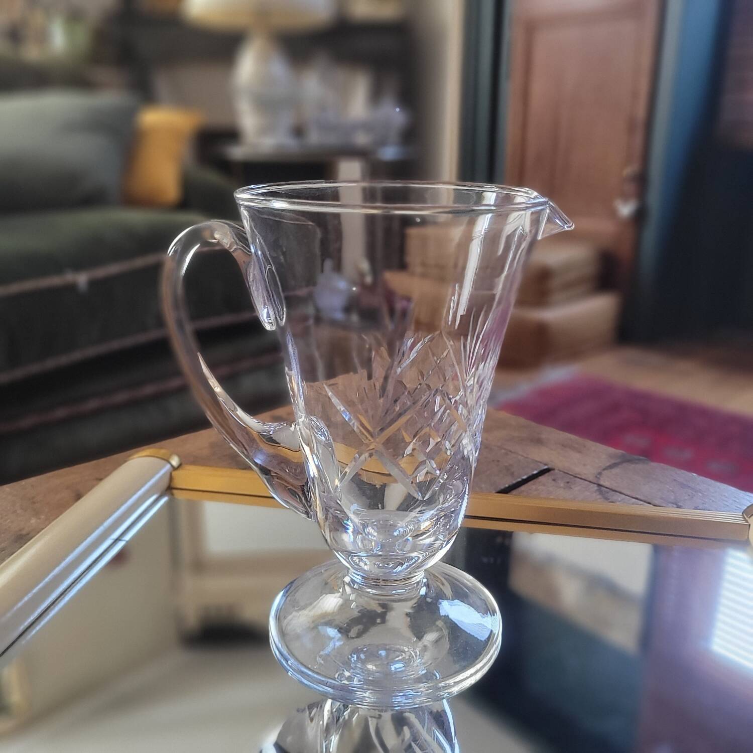 Art Deco cut glass pitcher, France 1940