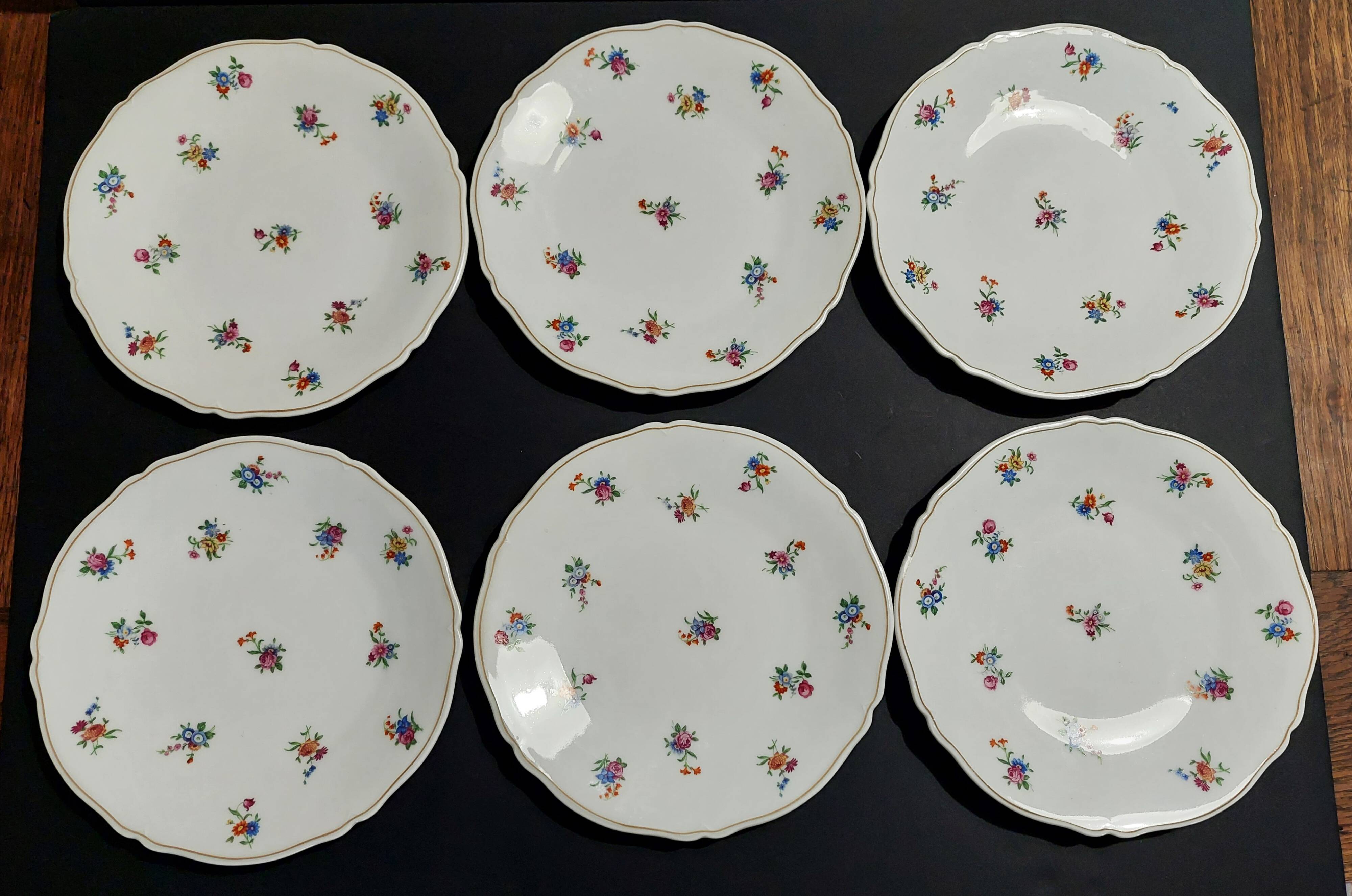 Dessert plates series of six Limoges Legrand porcelain