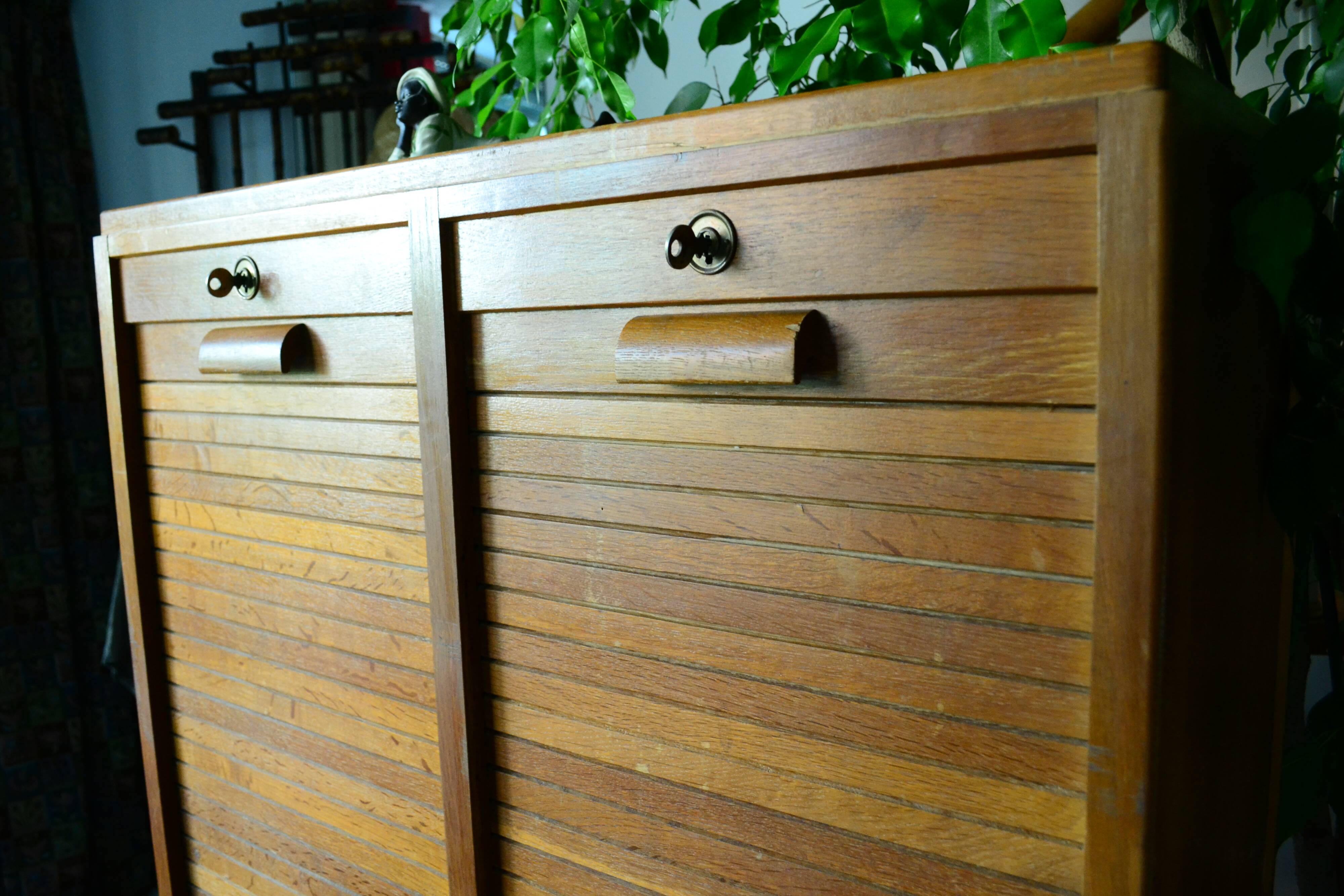 Furniture with curtain 50s blond oak binder