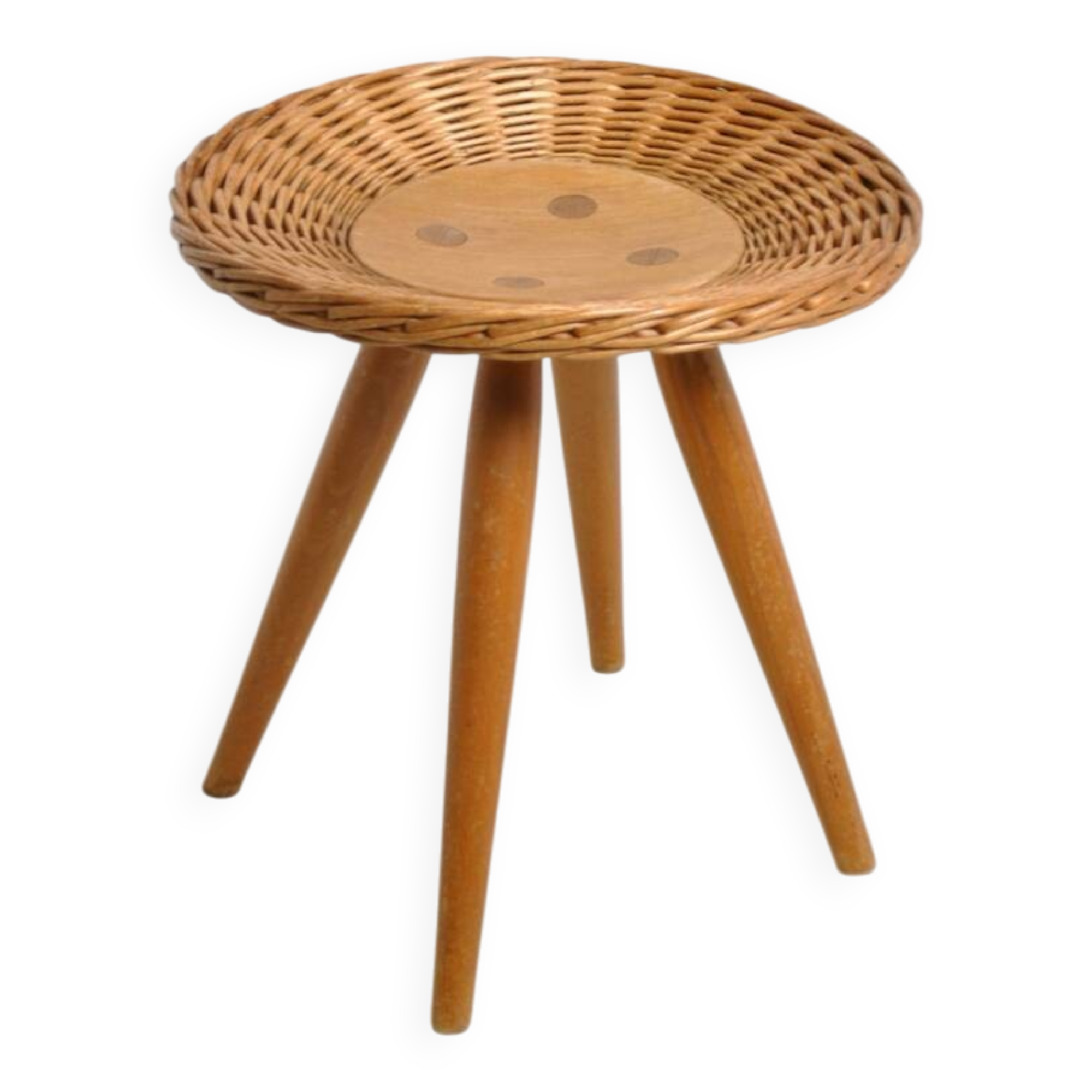Rattan stool by Jan Kalous for Úluv 1960s
