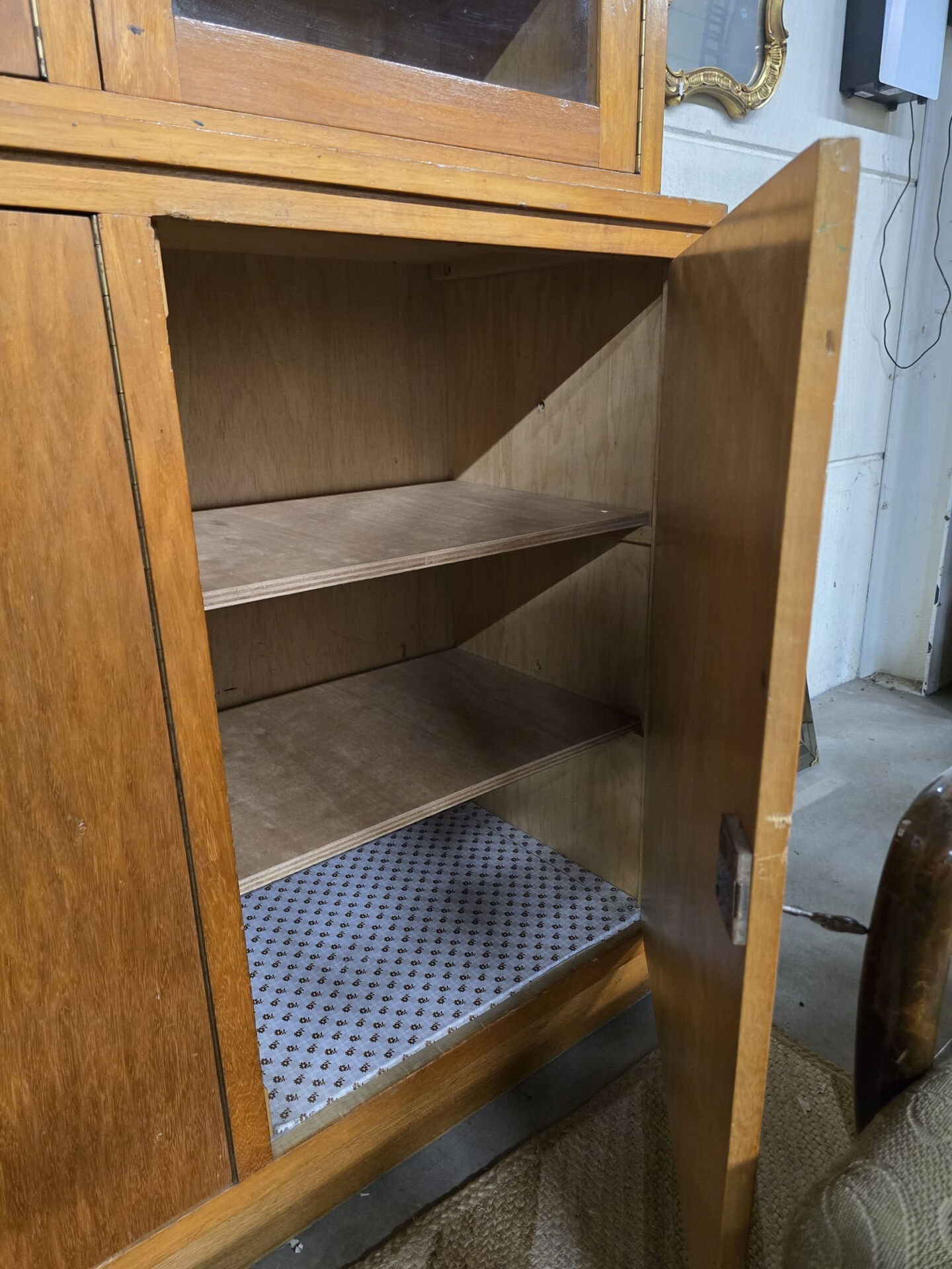 XL vintage wooden display cabinet / sideboard / wall unit