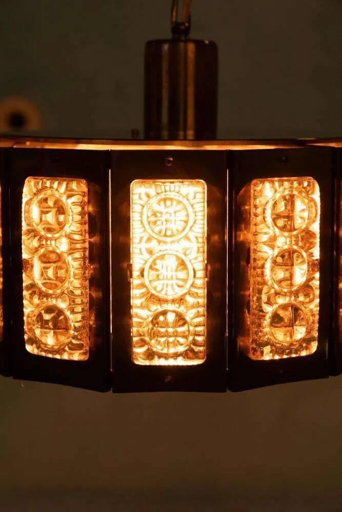 Vintage glass suspension, Danish design, mid-century hanging.