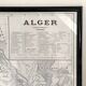 Carte d'Alger vintage 1958 encadrement bois et verre