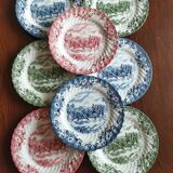 8 Johnson Bros "Coaching Scenes" English dessert plates