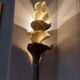 Wall lamp design in gilded metal, leaf décor
