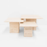 Set of 3 vintage travertine pull out tables