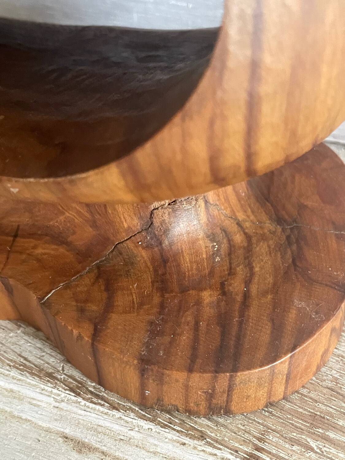 Vintage olive wood carved lamp 59cm