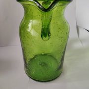 Bubble glass pitcher in the style of Biot or Empoli.