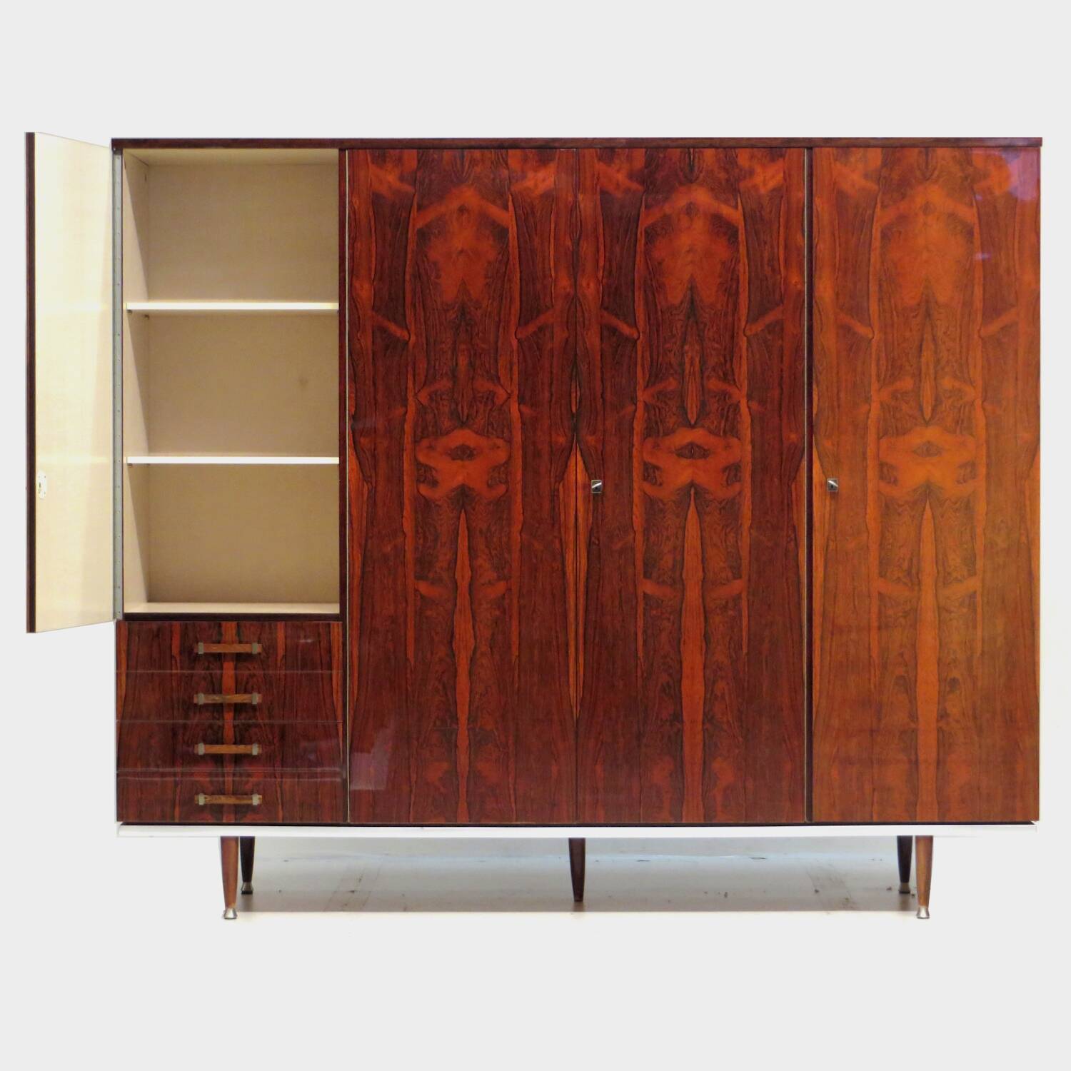 Vintage mid century modern 4-door design wardrobe in rosewood, 1960s