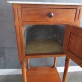 Old pine bedside table, marble top