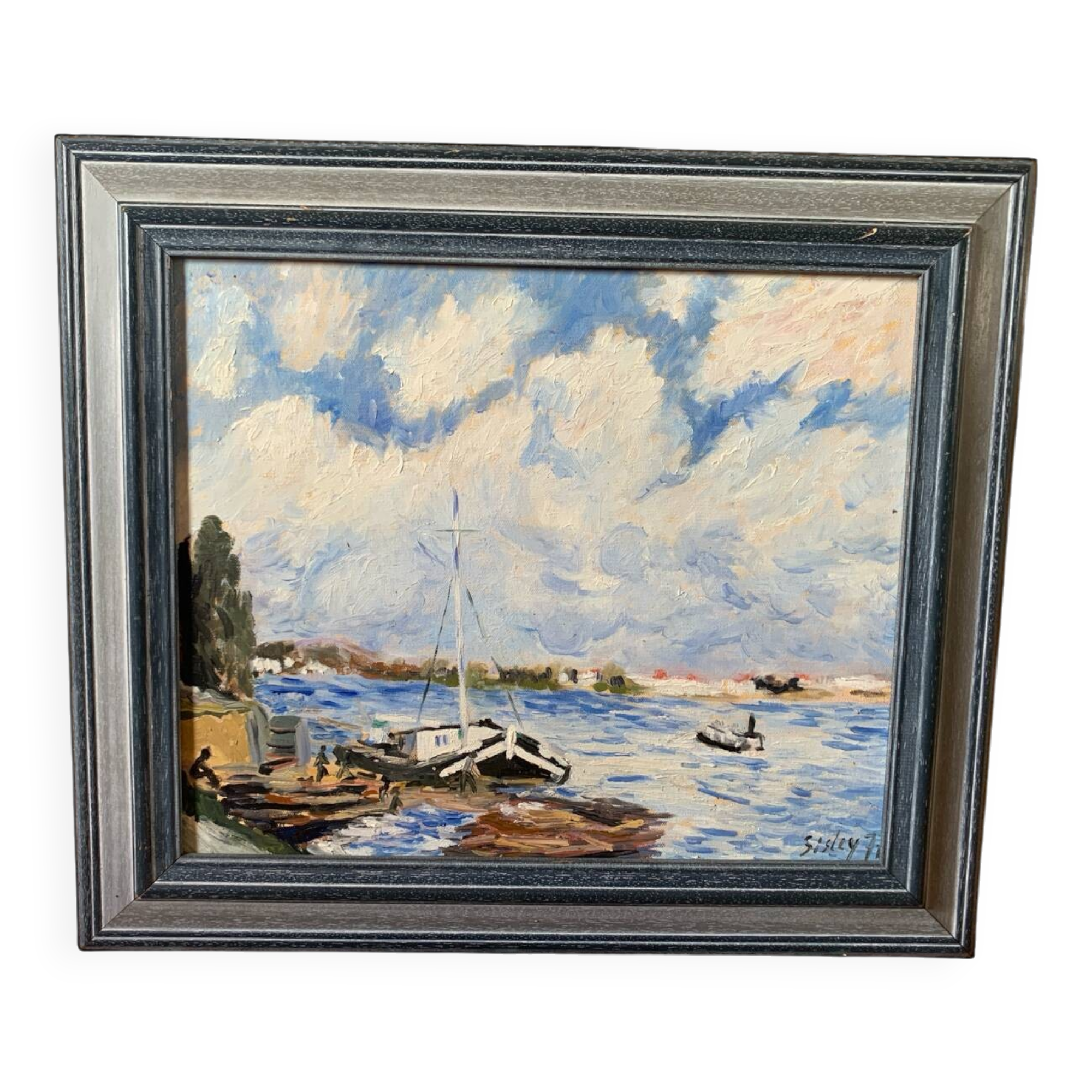 Reproduction of Boats on the Seine by Alfred Sisley