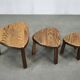 1960s Czechoslovak Mid-Century Solid Oak Nesting Tables, Set of Three