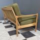 green fabric and wood 3 seat sofa 1960s