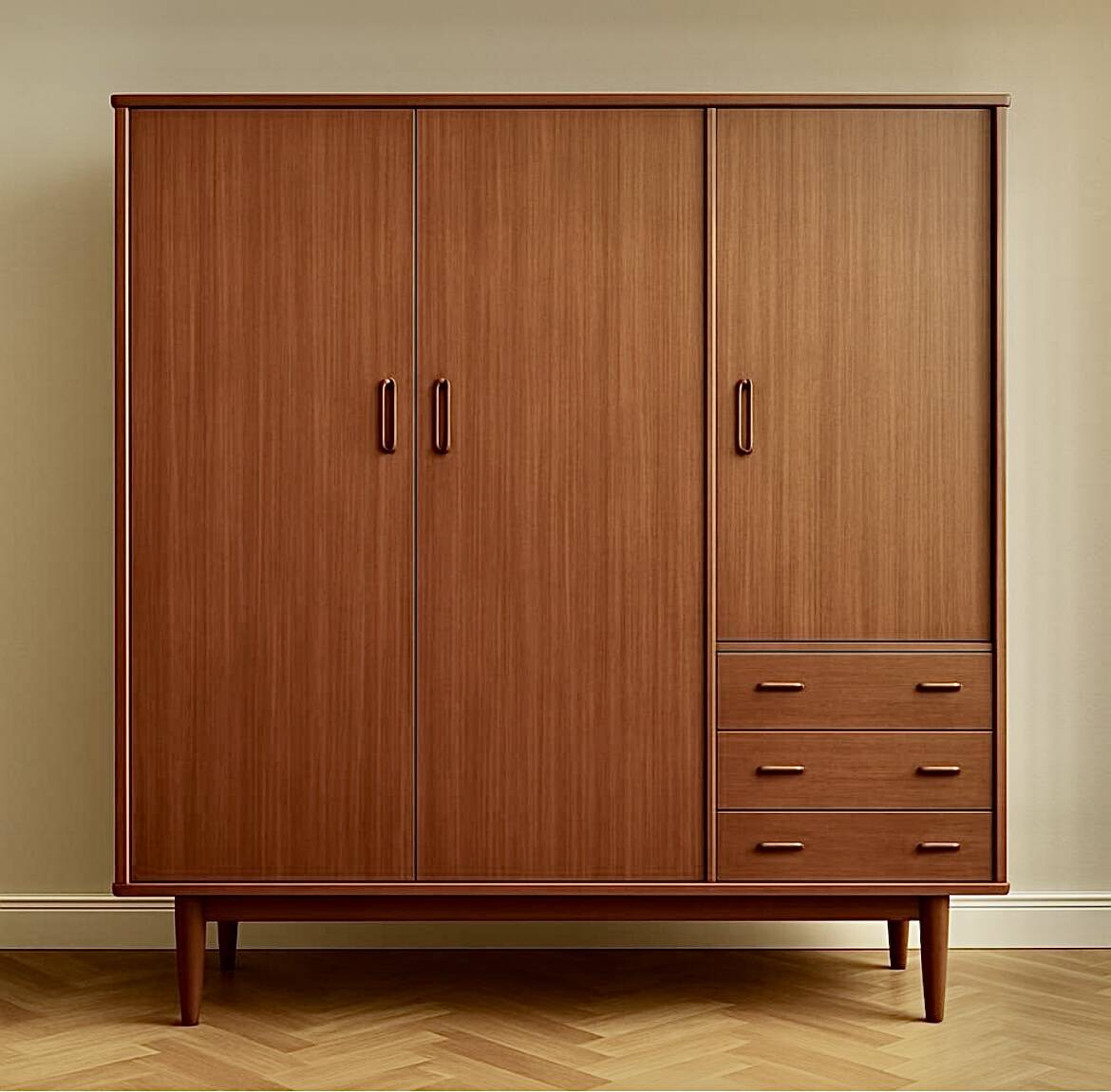 Armoire vintage scandinave en teck massif dressing 1960