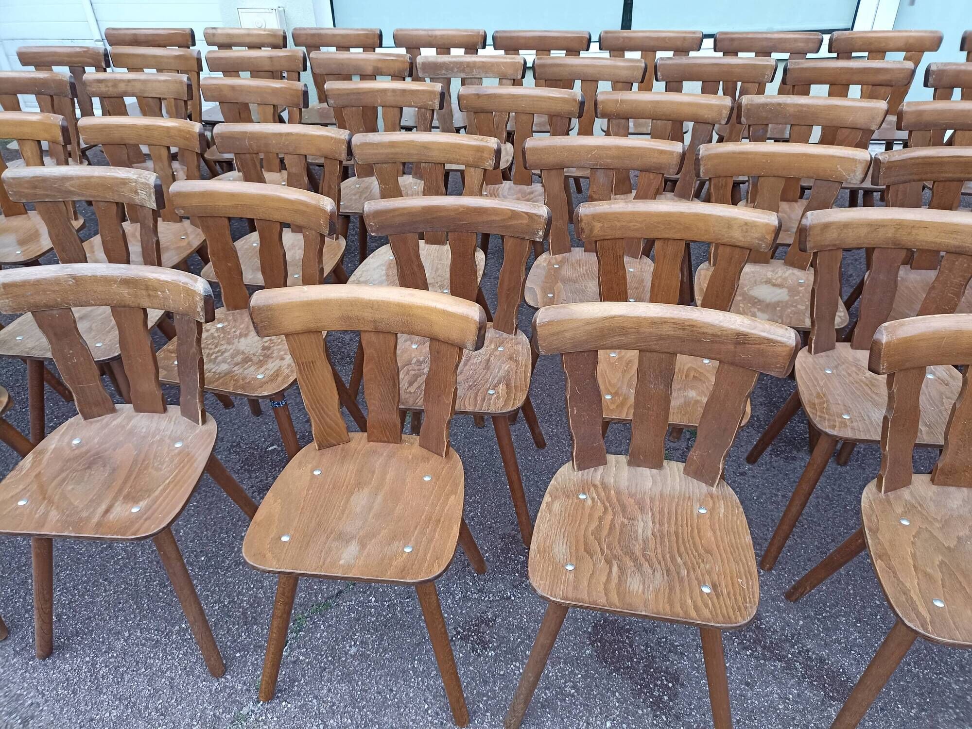 Set of 60 bistro cafe bar restaurant chairs - wood - vintage