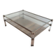 Large coffee table in plexiglass and chrome with a double glass top.