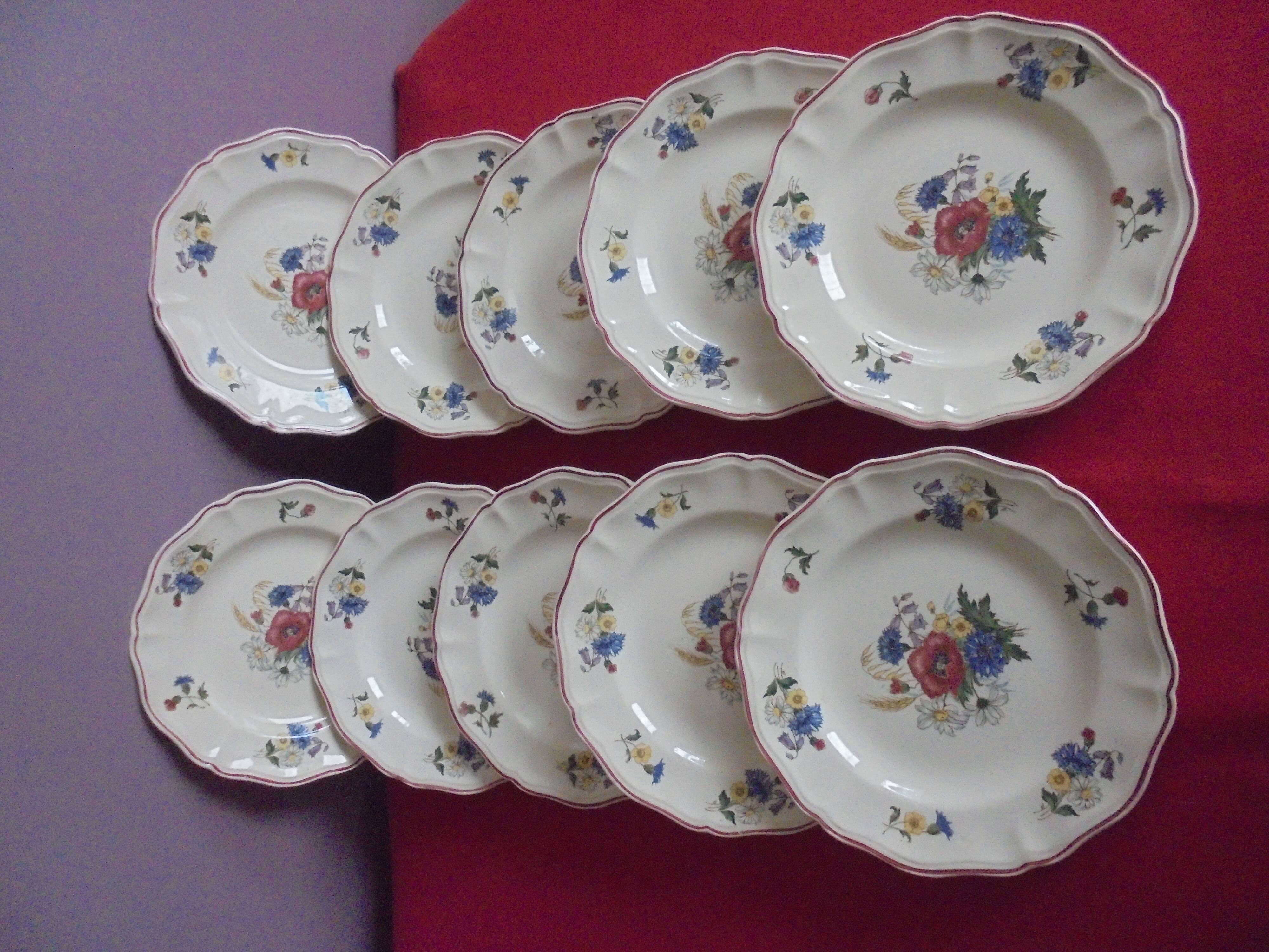 Lot 10 flat plates Digoin Sarreguemines Agreste