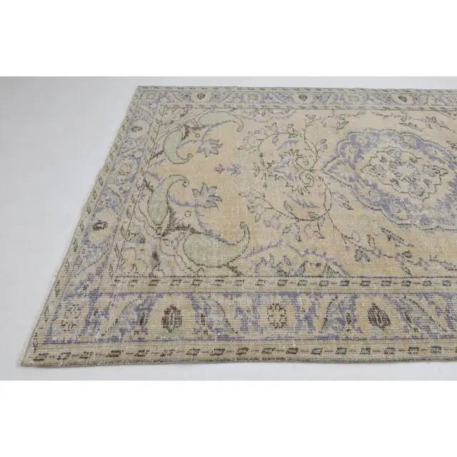 1970s Vintage Turkish Oushak Handmade Wool Cotton Beige Area Rug 171x282