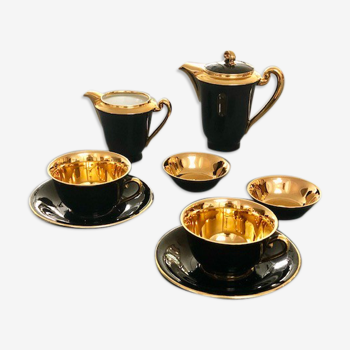 Black and gold tea set