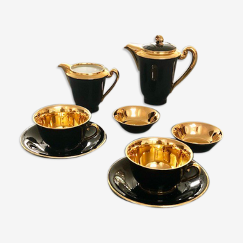 Service à thé noir et or