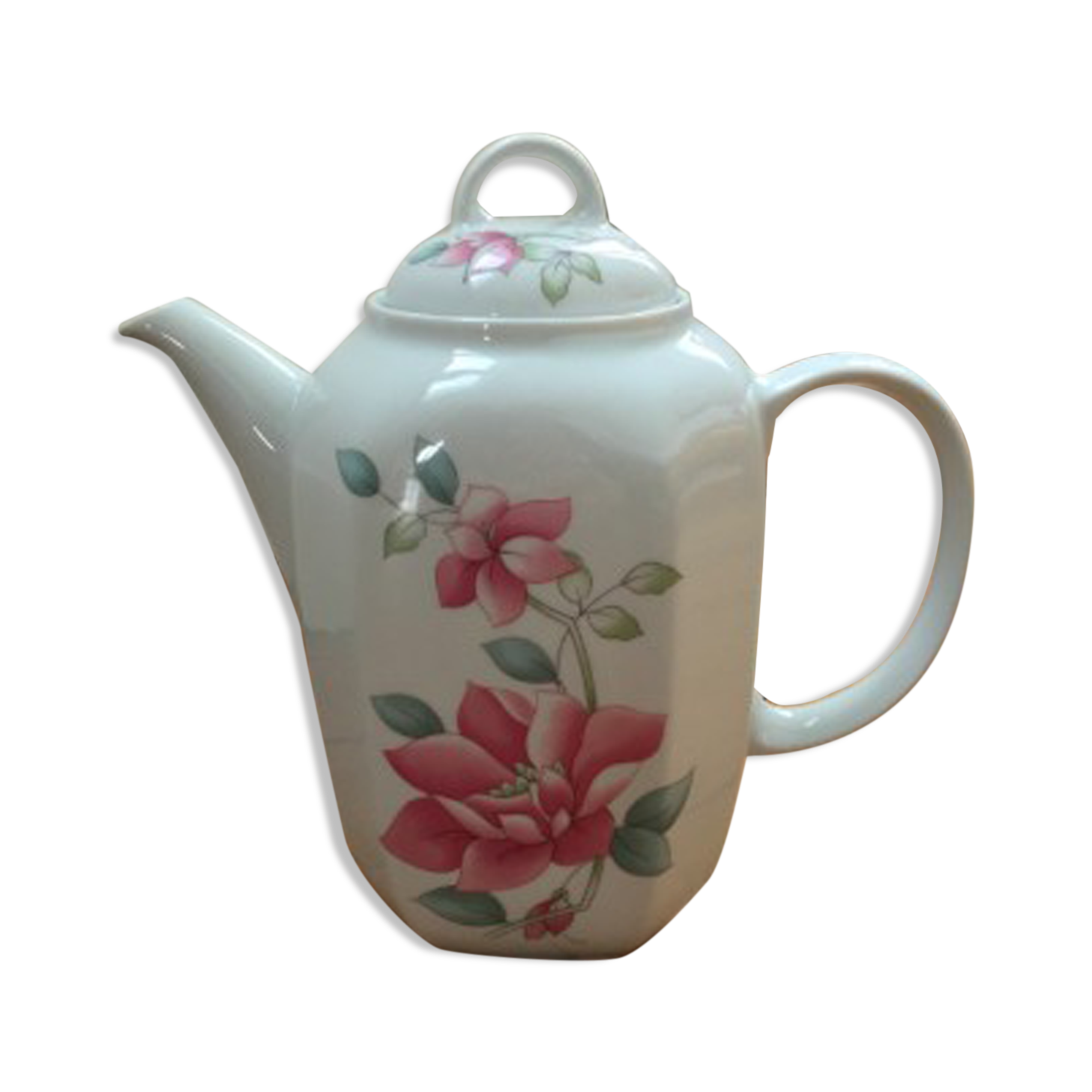 Vintage porcelain coffee or teapot with milk jug