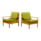 Pair of Beech Wood Ladder Lounge Chairs after Grete Jalk for France and Son