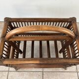 Rattan and wood magazine rack - VINTAGE (1970)