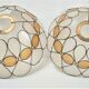 Pair of Capiz mother-of-pearl lampshade and vintage gilded metal